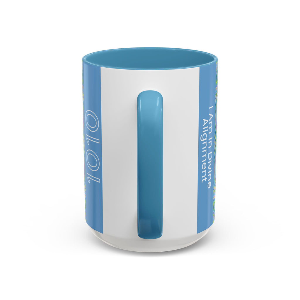  Back of 1010 angel number affirmation mug showing handle