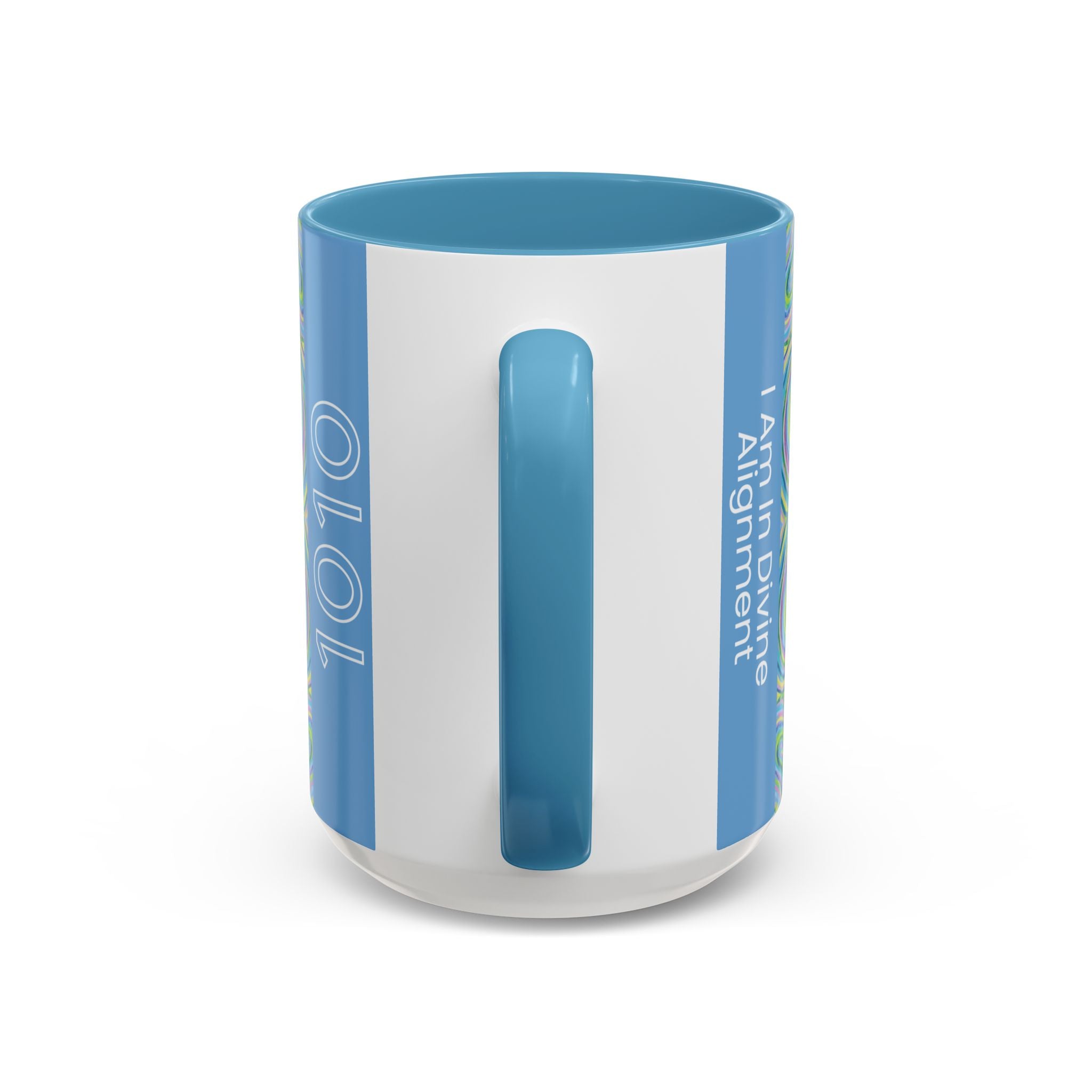  Back of 1010 angel number affirmation mug showing handle