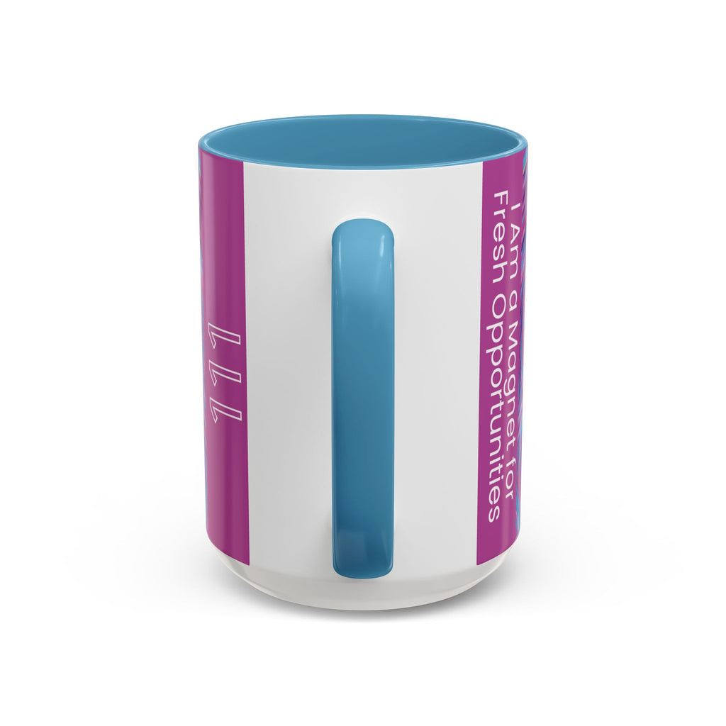  Back of 111 angel number affirmation mug showing handle
