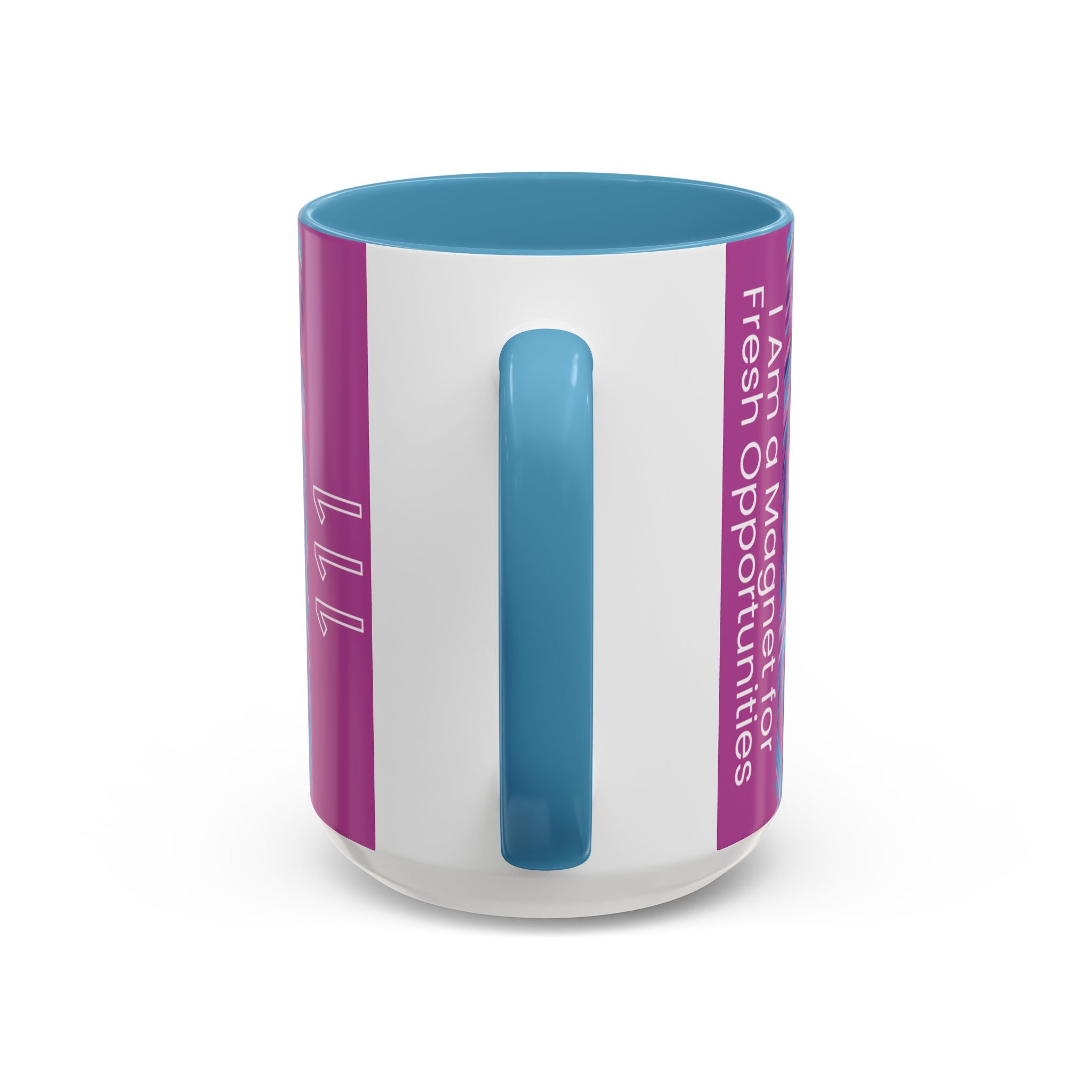  Back of 111 angel number affirmation mug showing handle