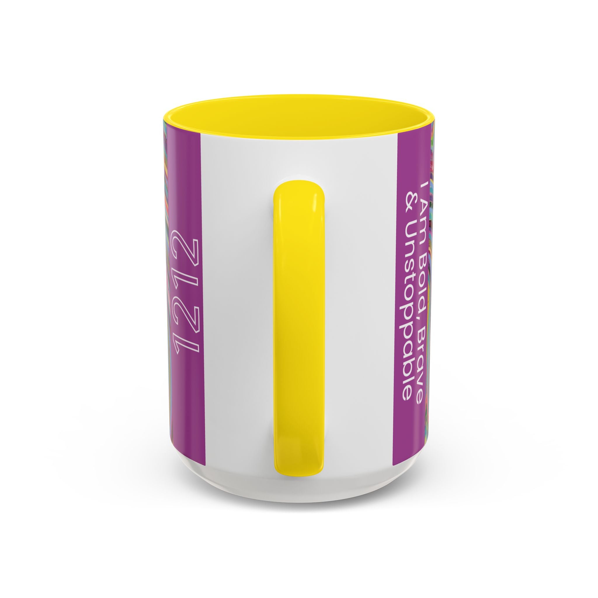  Back of 1212 angel number affirmation mug showing handle