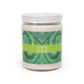  222 angel number soy candle with lid, featuring Jade chakra art