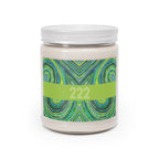  222 angel number soy candle with lid, featuring Jade chakra art