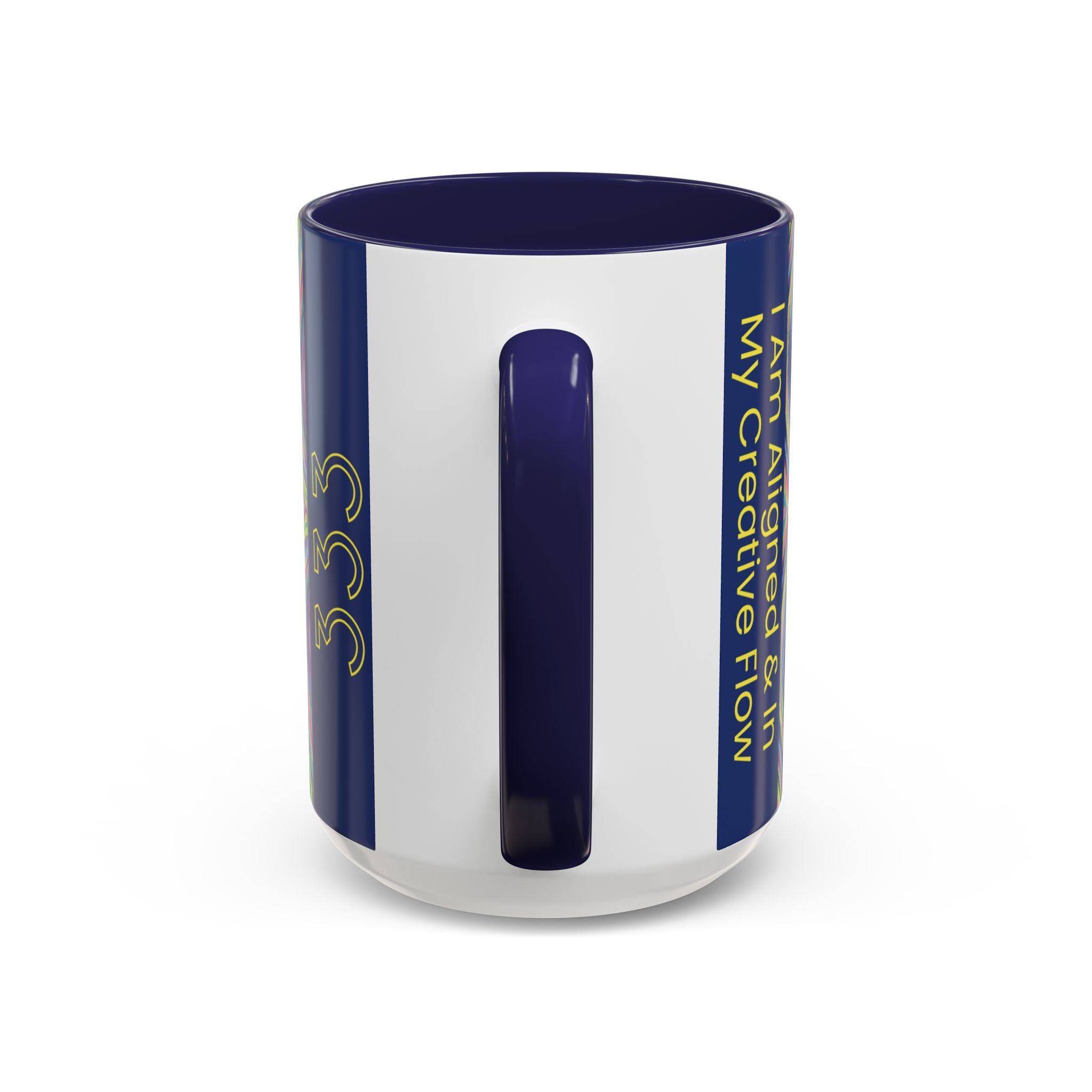  Back of 333 angel number affirmation mug showing handle