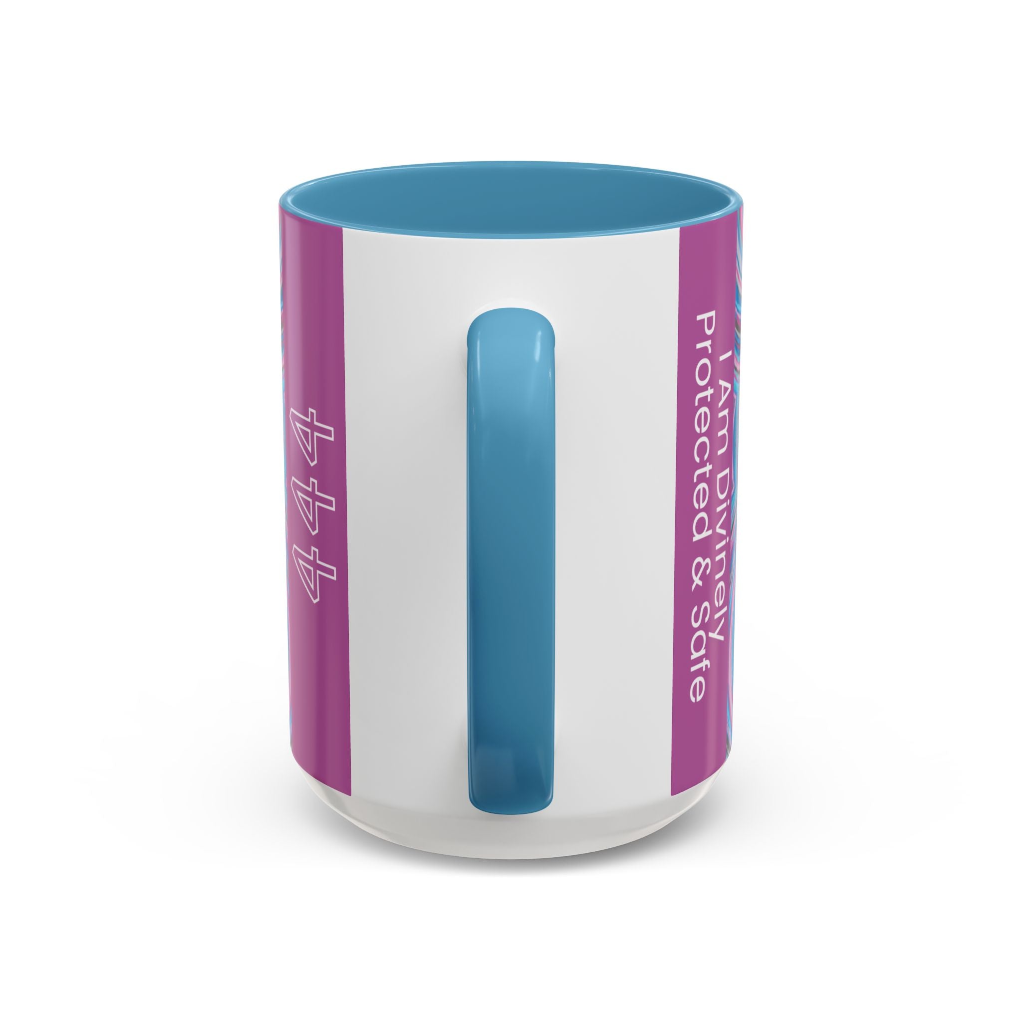  Back of 444 angel number affirmation mug showing handle