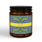  777 angel number soy candle with lid, featuring Octavia chakra art