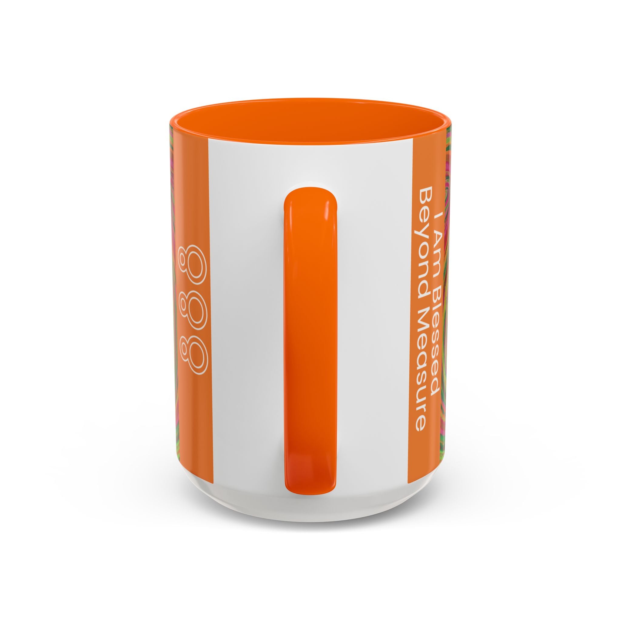  Back of 888 angel number affirmation mug showing handle