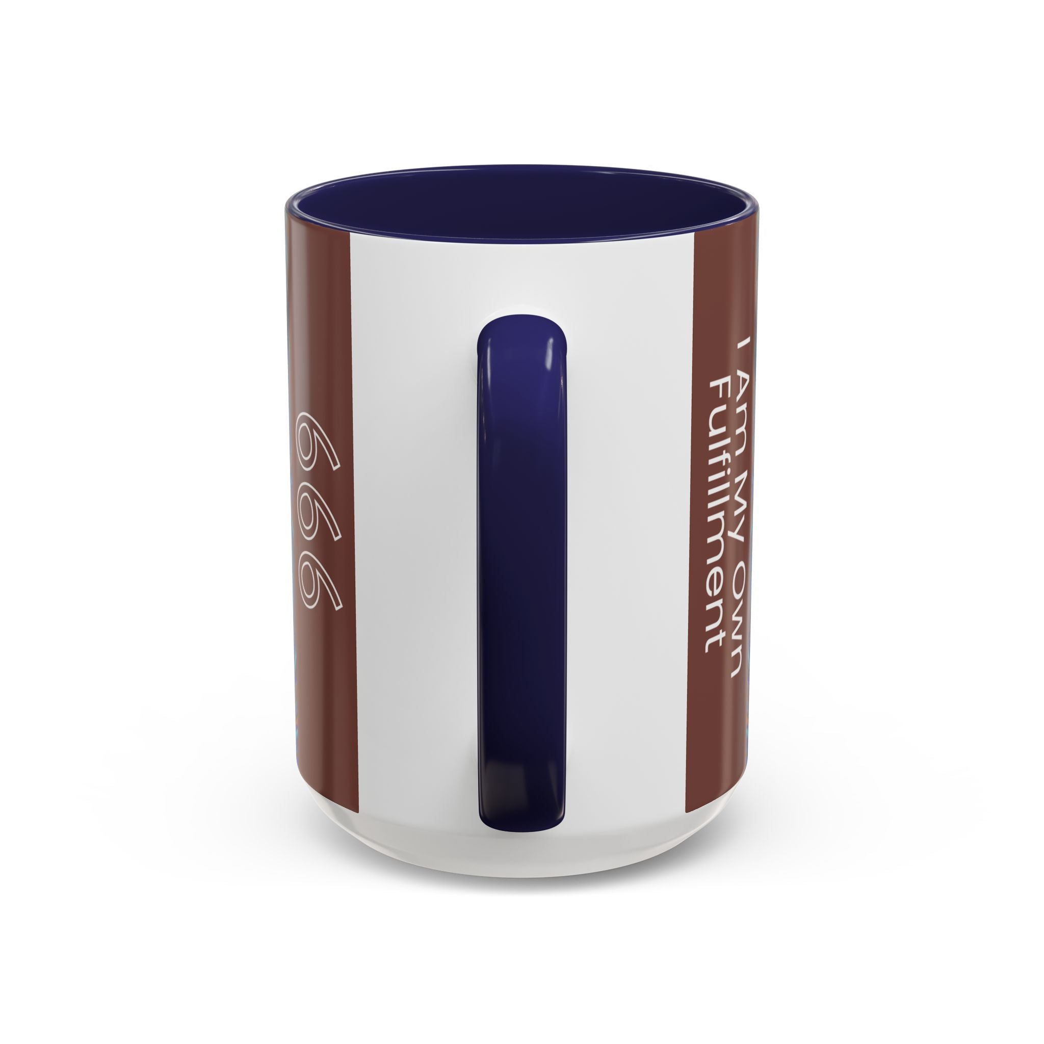  Back of 999 angel number affirmation mug showing handle