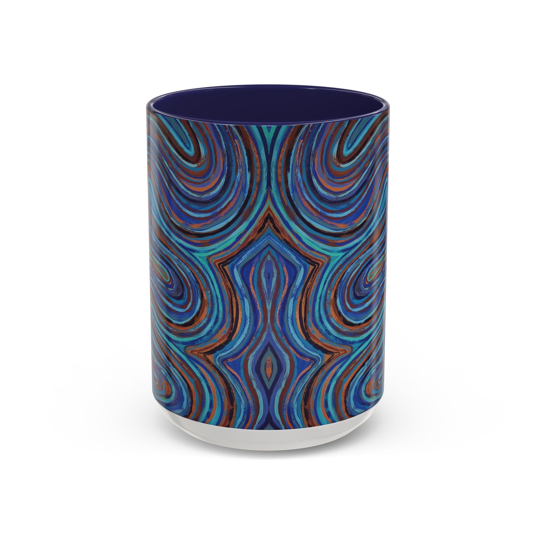  Front of 999 angel number affirmation mug with Indigo chakra art
