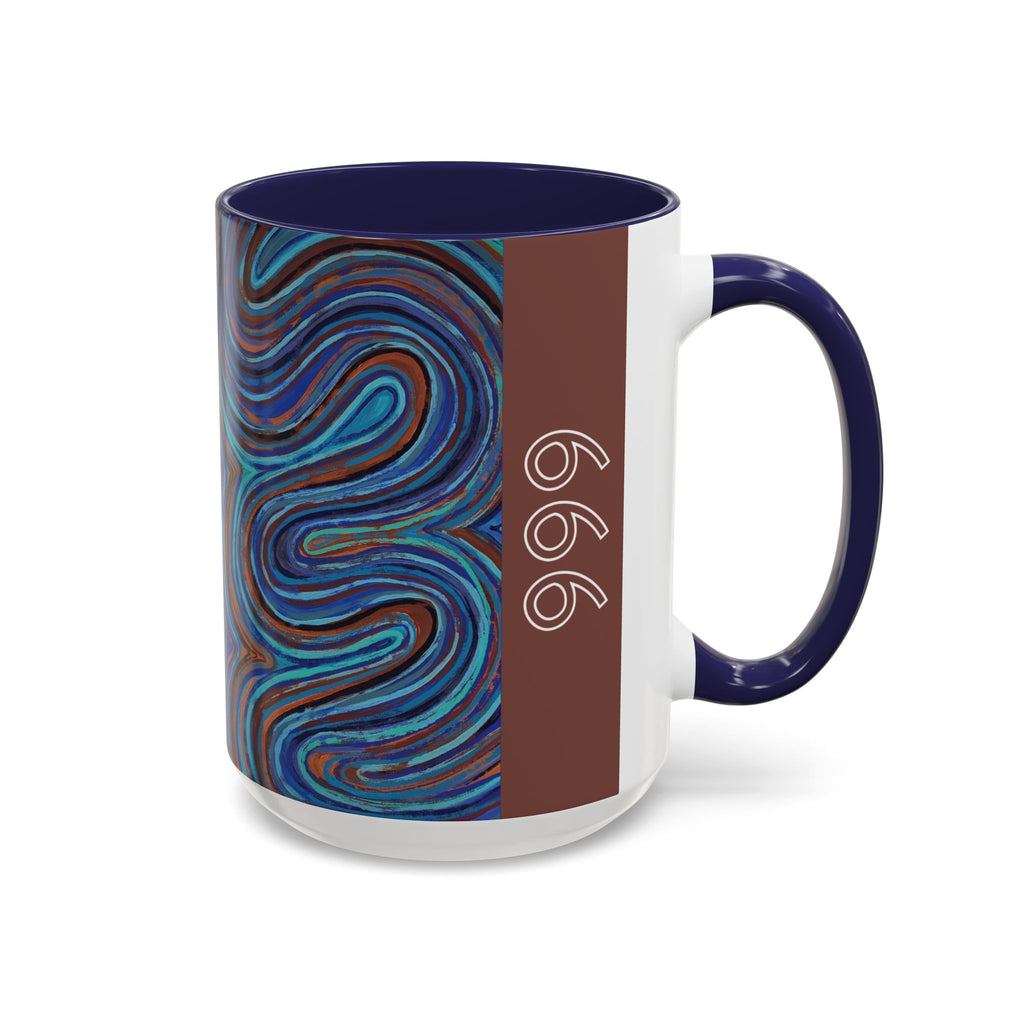  999 angel number side of affirmation mug featuring Indigo art