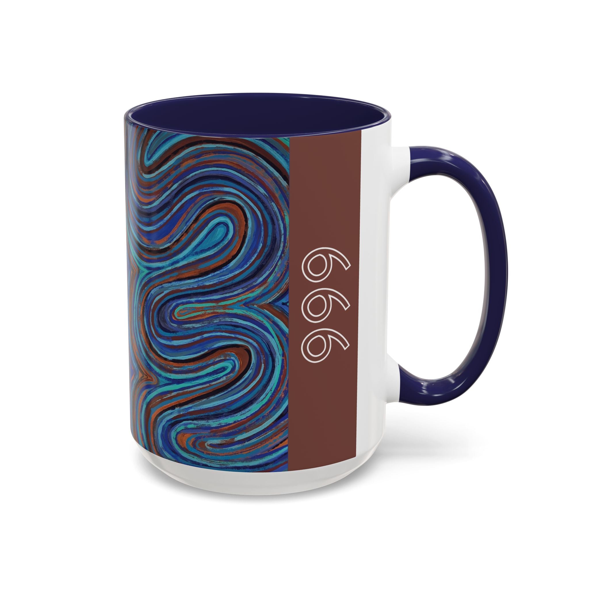  999 angel number side of affirmation mug featuring Indigo art