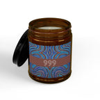  999 angel number soy candle open, featuring Indigo frequency art painting