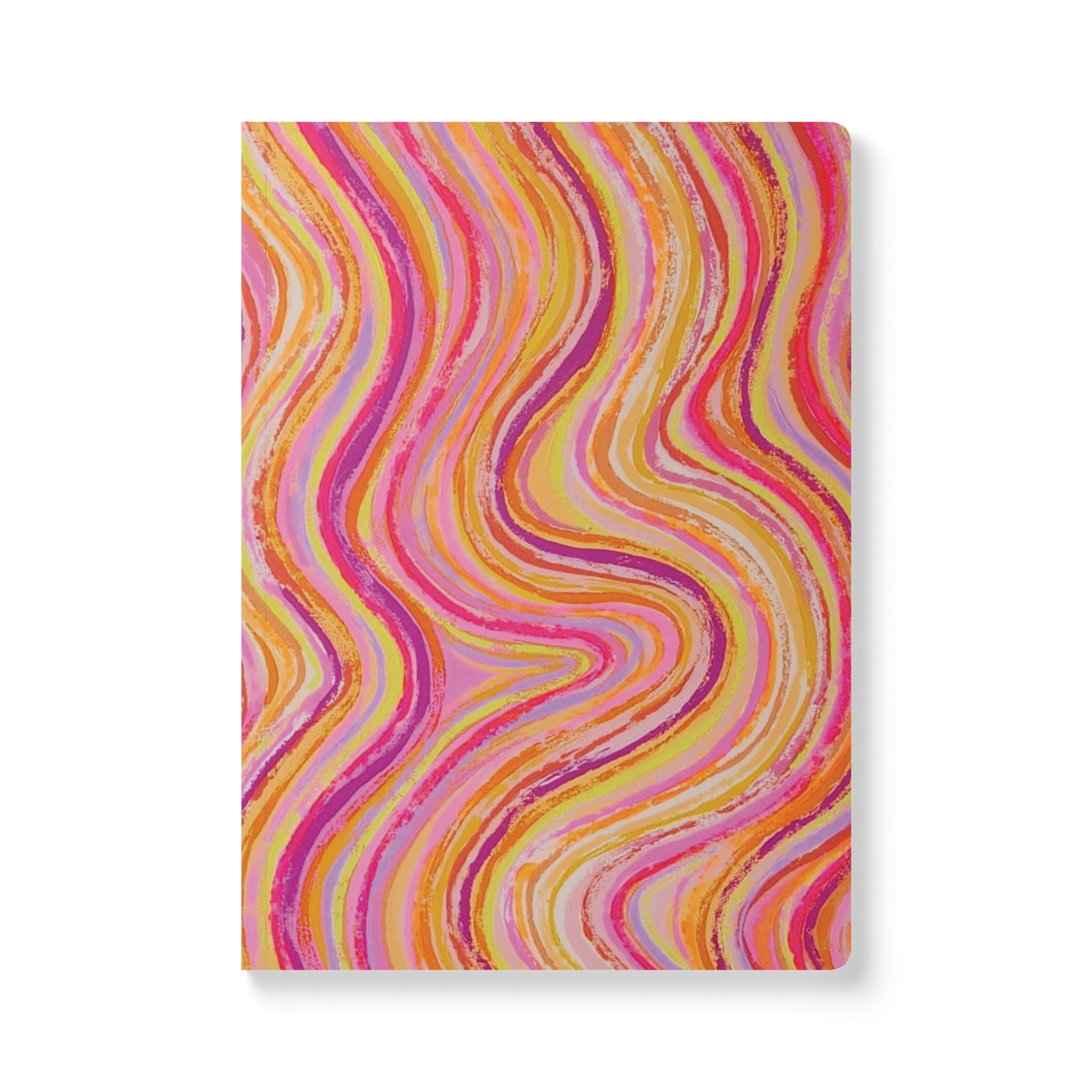  Front cover of The Solstice Journal, a self care journal featuring original chakra art in orange, pink and yellow