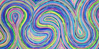  Close-up of Aaliyah original abstract painting showing green, blue and purple