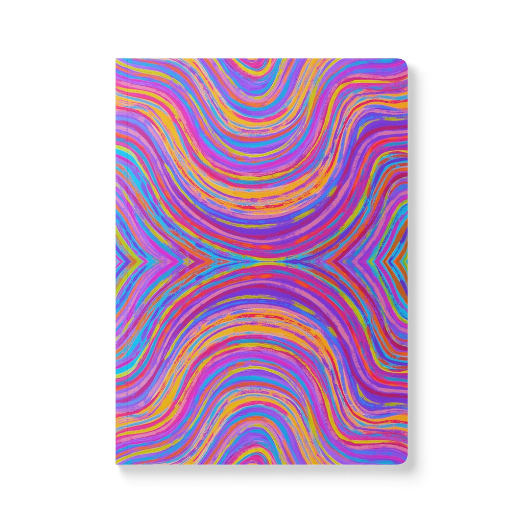  Front cover of The Bali Journal, a self care journal featuring original chakra art in orange, pink, blue and purple