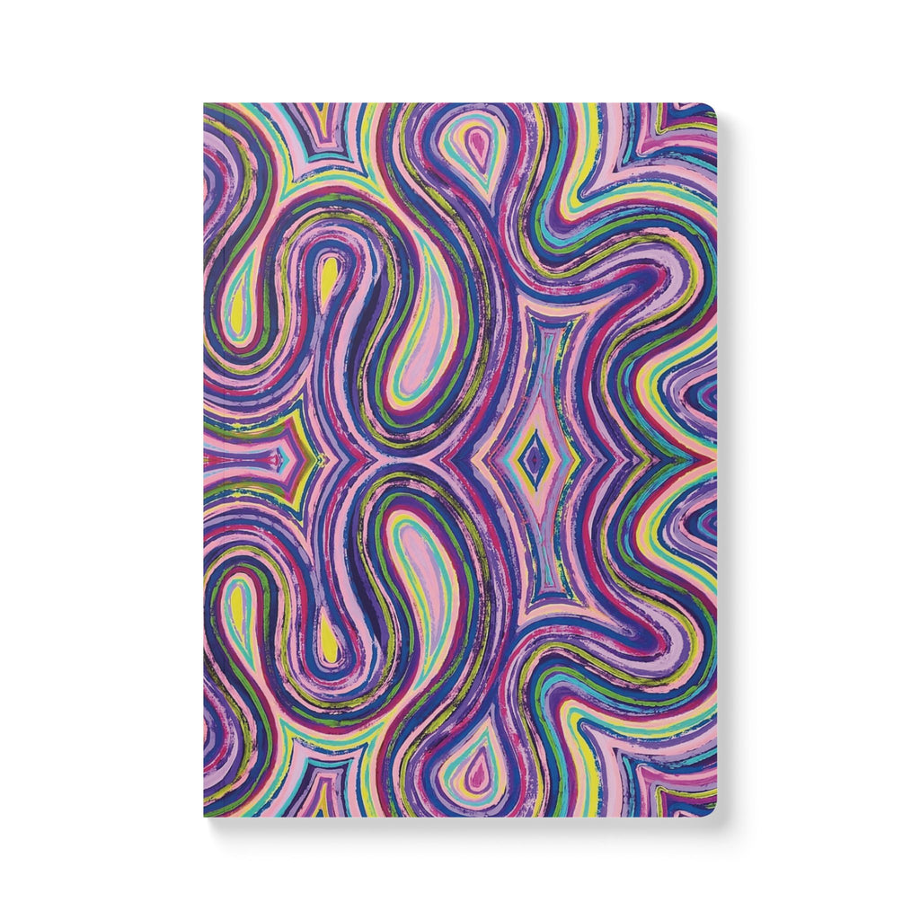  Front cover of The Dakota Journal, a self care journal featuring original chakra art in purple, green, blue, yellow and pink