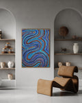  Indigo wall art displayed in a living space