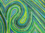  Close-up of Jade original abstract painting showing green, blue and yellow
