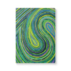  Front cover of The Jade Journal, a self care journal featuring original chakra art in green, blue and yellow