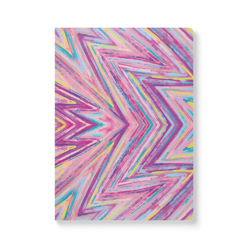  Front cover of The Jem Journal, a self care journal featuring original chakra art in pink, blue and yellow