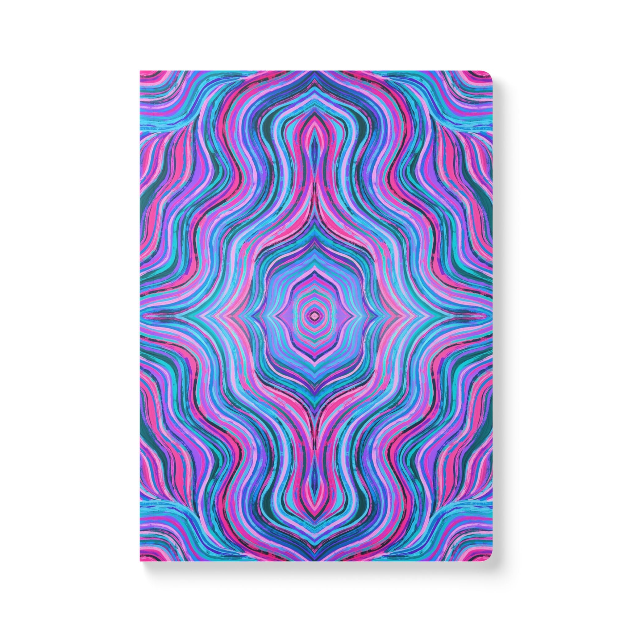  Front cover of The Melody Journal, a self care journal featuring original chakra art in pink, purple and blue