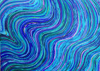 Close-up of Noah original abstract painting showing blue, turquoise and purple