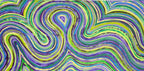  Close-up of Octavia original abstract painting showing green and purple