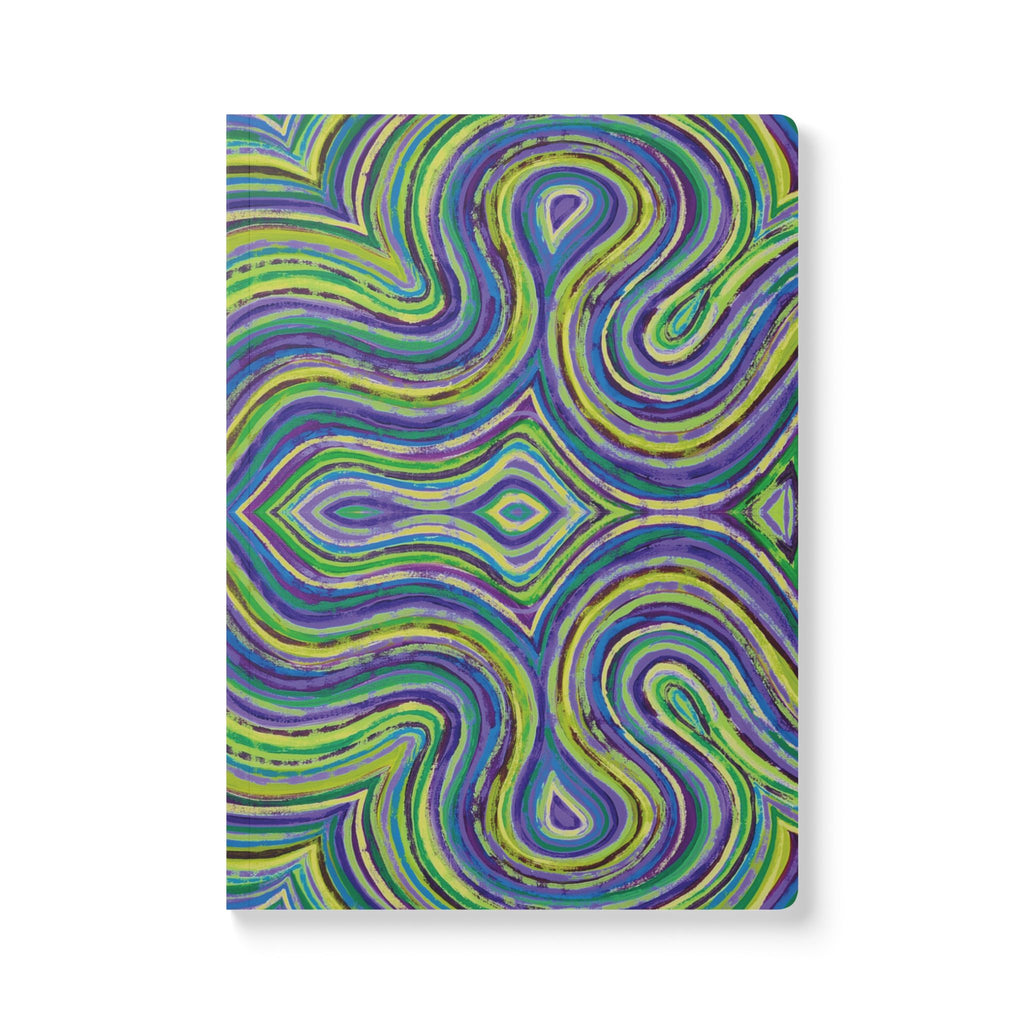  Front cover of The Octavia Journal, a self care journal featuring original chakra art in green and purple
