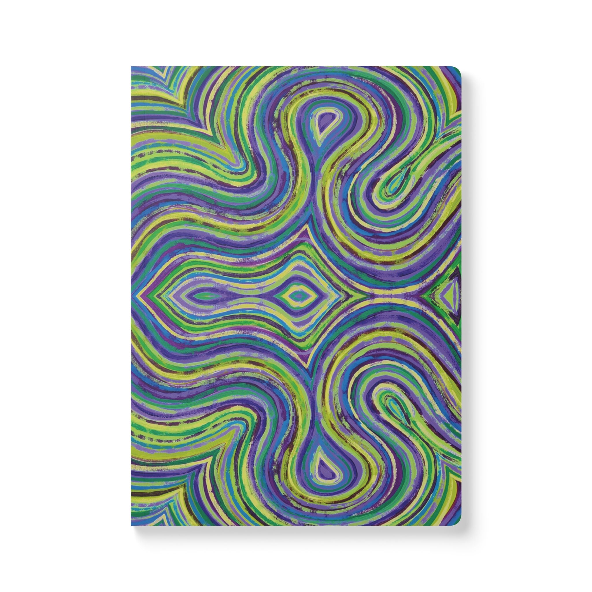  Front cover of The Octavia Journal, a self care journal featuring original chakra art in green and purple