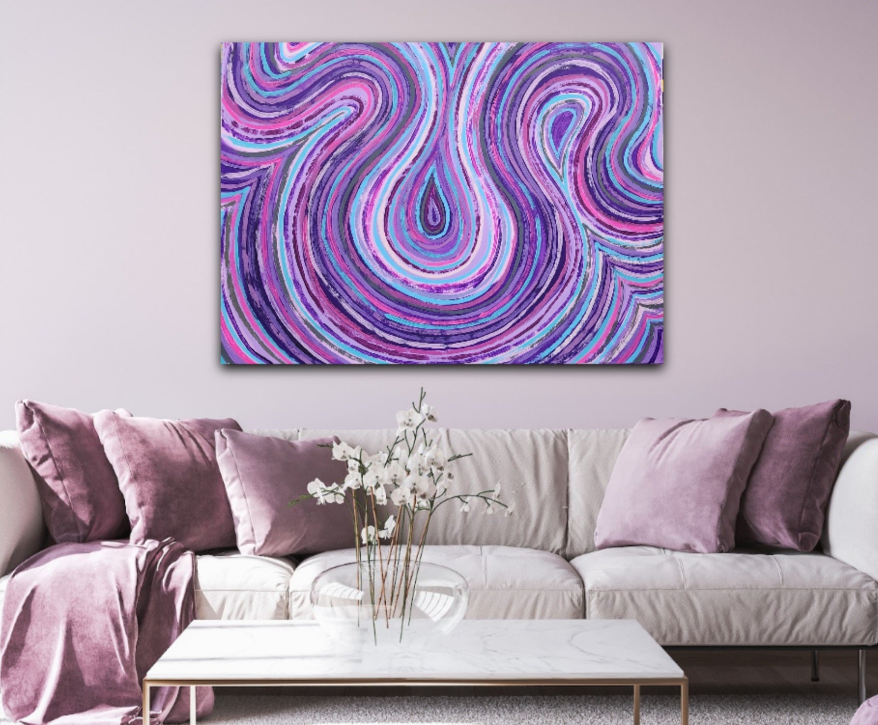  Violet wall art displayed in a living space